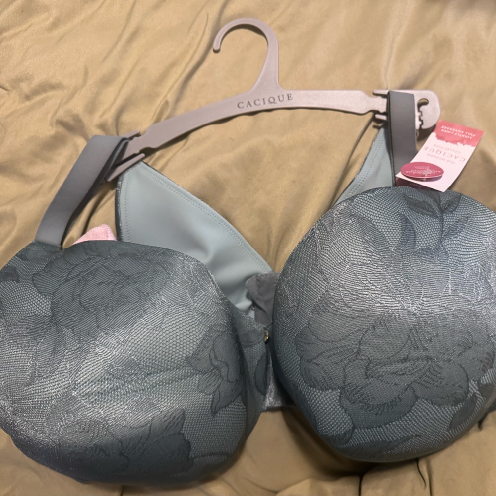 Cacique Teal/Sea Green Embossed Floral Bra Intimates & Sleepwear